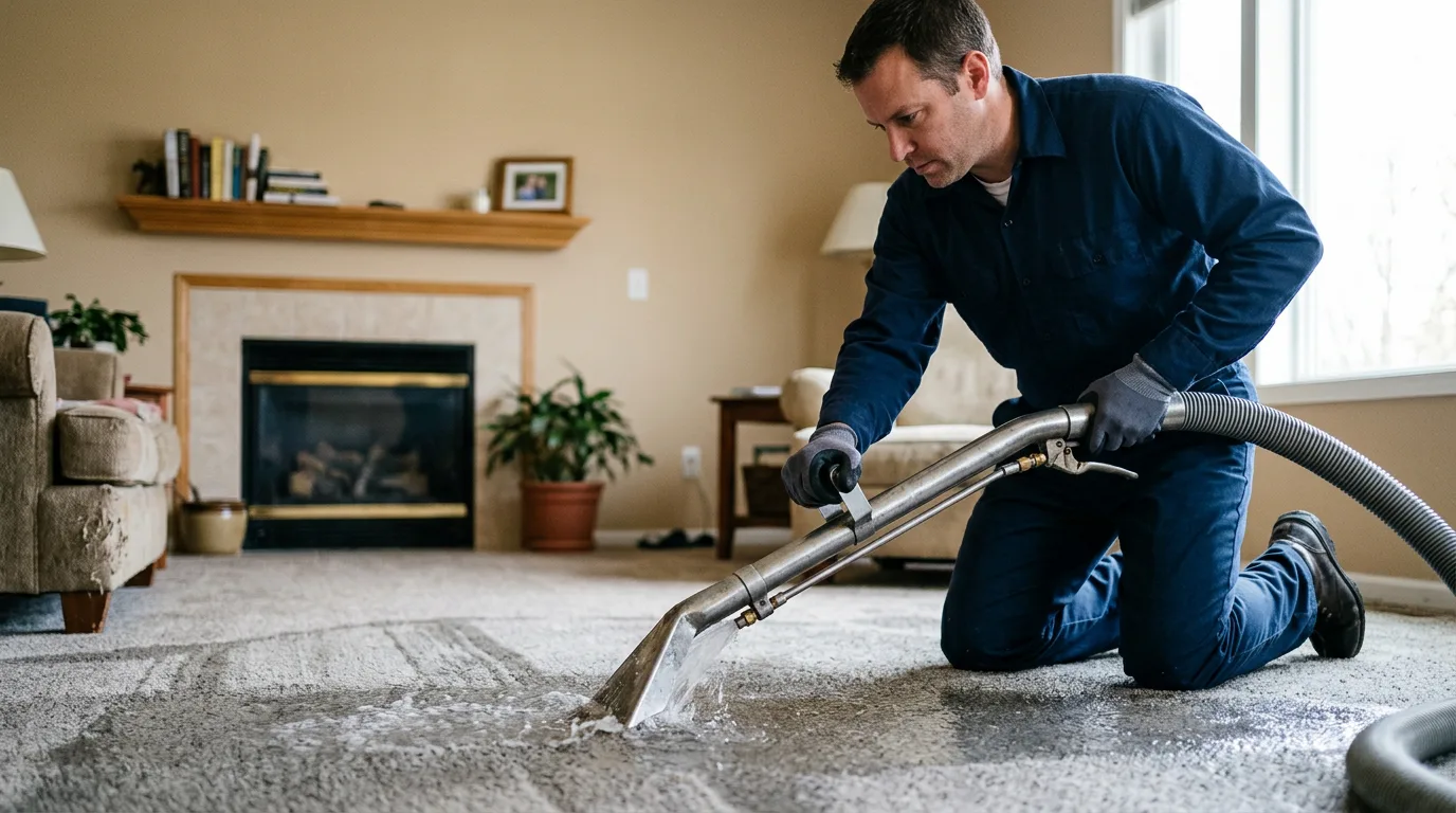 Water damage restoration technician working near Glenville, WV